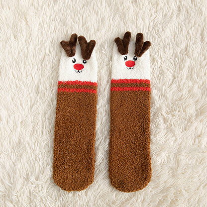 Kids’ Christmas Socks With Fun Elk And Snowman Designs