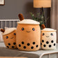 Strawberry Bubble Tea Plush Pillow For Kids’ Comfort