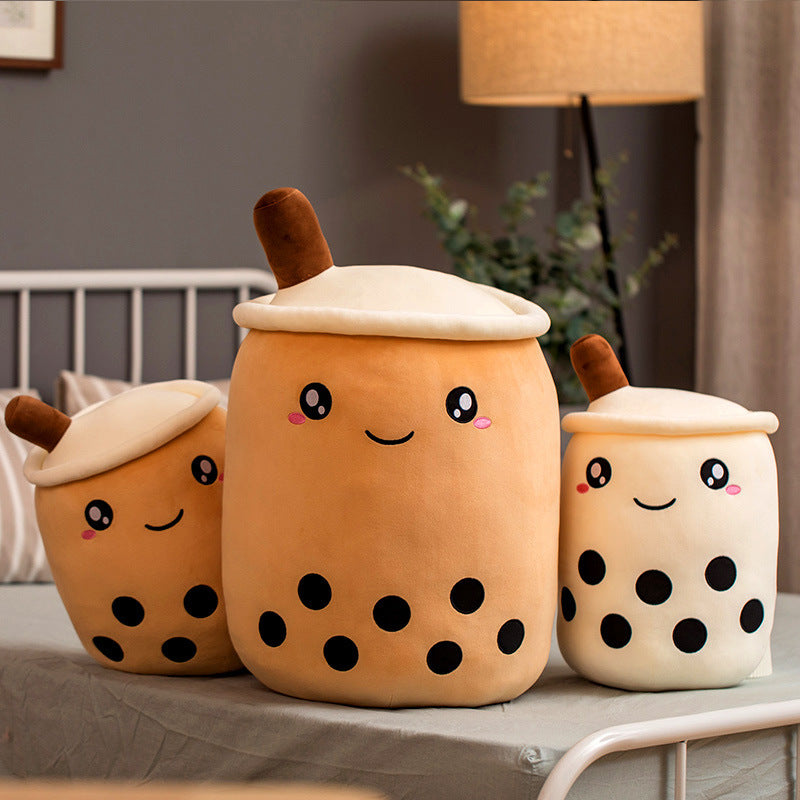 Strawberry Bubble Tea Plush Pillow For Kids’ Comfort