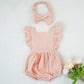 Soft And Stylish Ruffled Romper With Short Sleeves