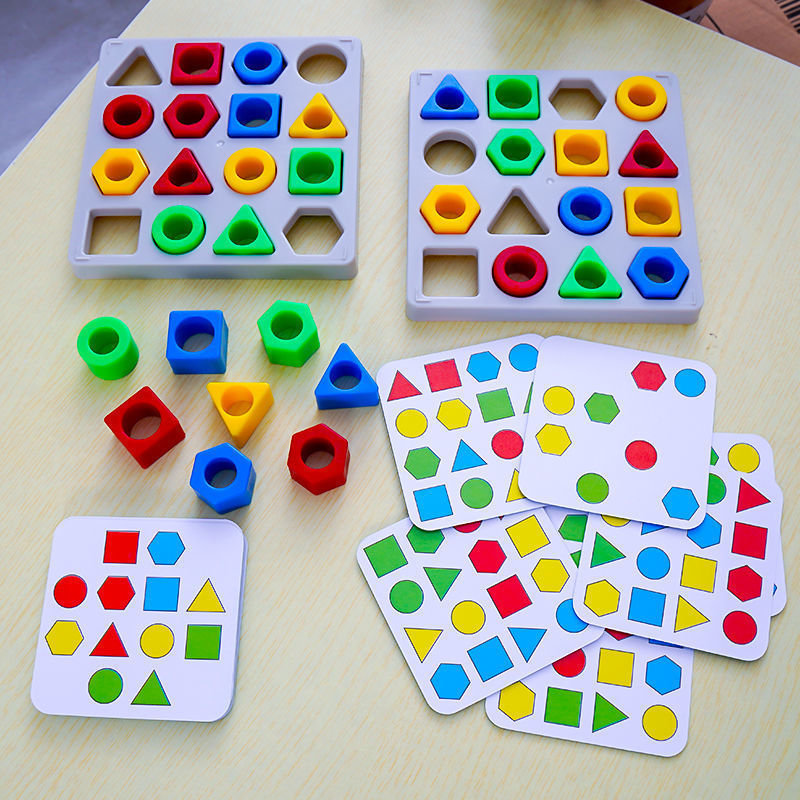 Montessori Inspired Geometric Pairing Blocks Game