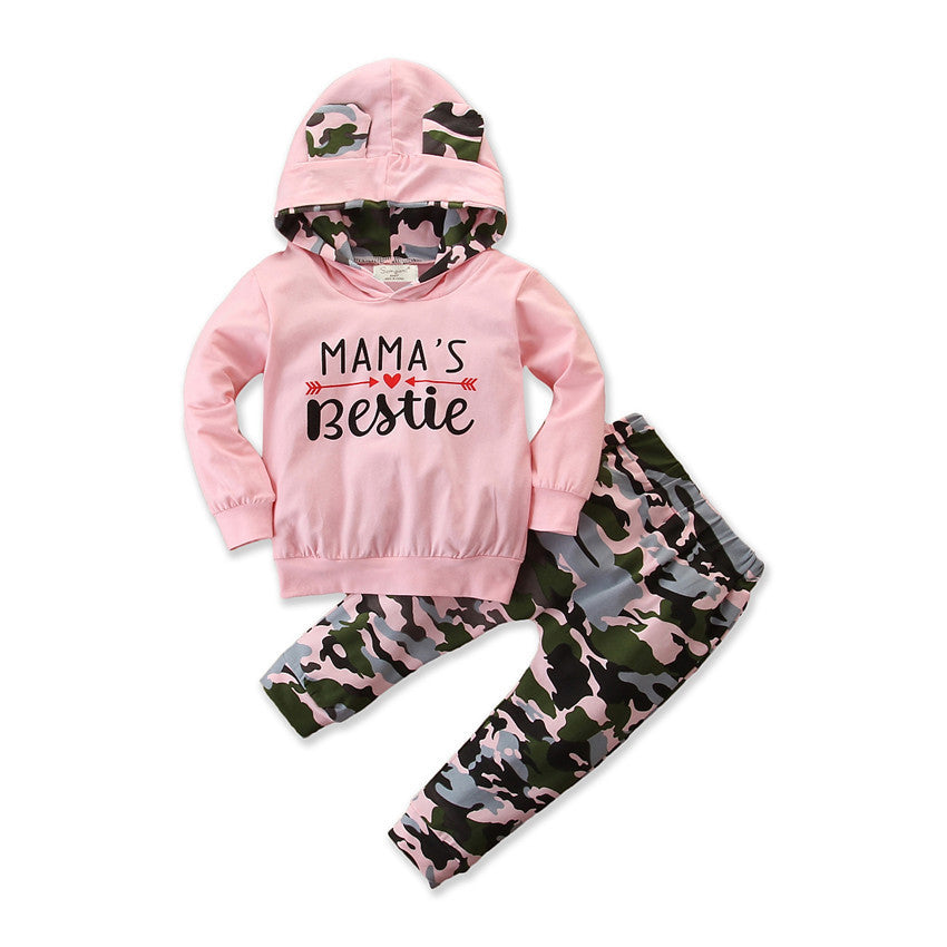 Playful Camouflage Pattern Two-Piece Suit For Girls