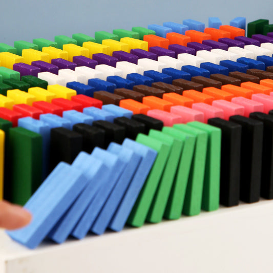 Rainbow Domino Game Educational Wooden Blocks For Children