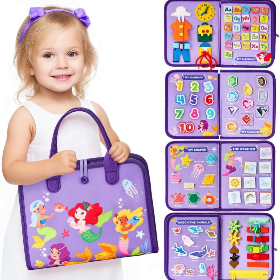 Busy Book for Toddlers to Learn Zippers, Buttons, Dressing