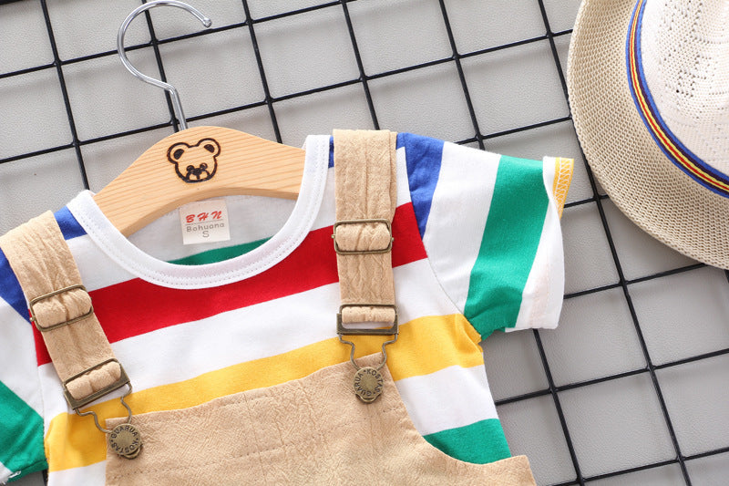 Bright And Cheerful Rainbow Bib Pants For Baby Girls