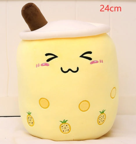 Strawberry Bubble Tea Plush Pillow For Kids’ Comfort