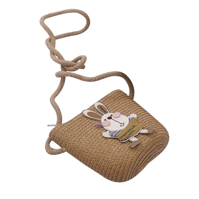 Kids Cute Rabbit Straw Hat And Bag Set