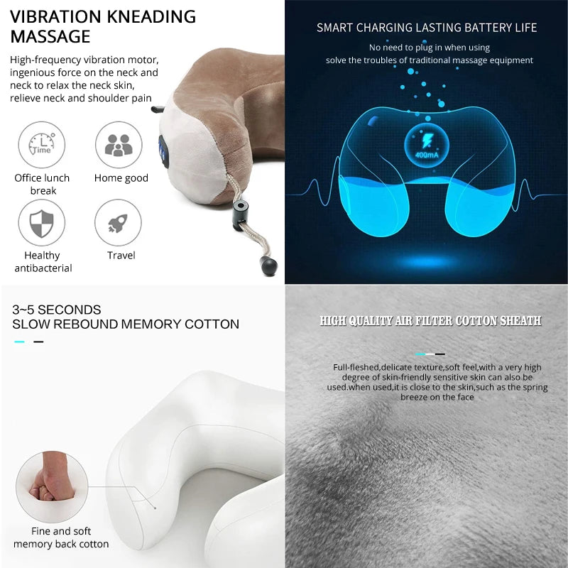Multifunctional Portable Electric Neck Massager U-Shaped Pillow for Neck Shoulder Cervical Relaxing Home Car Outdoor Use