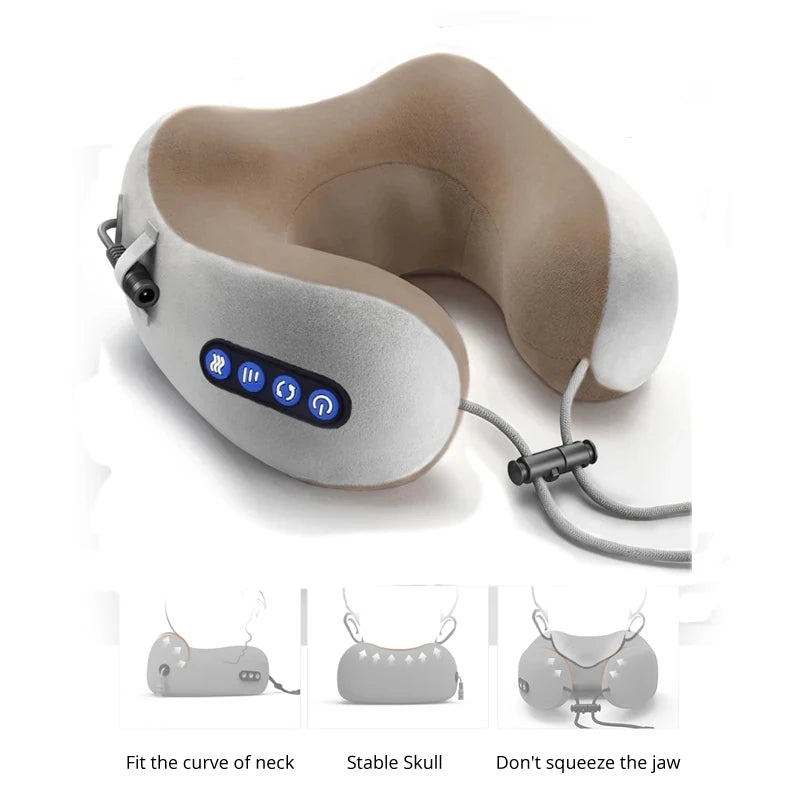 Multifunctional Portable Electric Neck Massager U-Shaped Pillow for Neck Shoulder Cervical Relaxing Home Car Outdoor Use