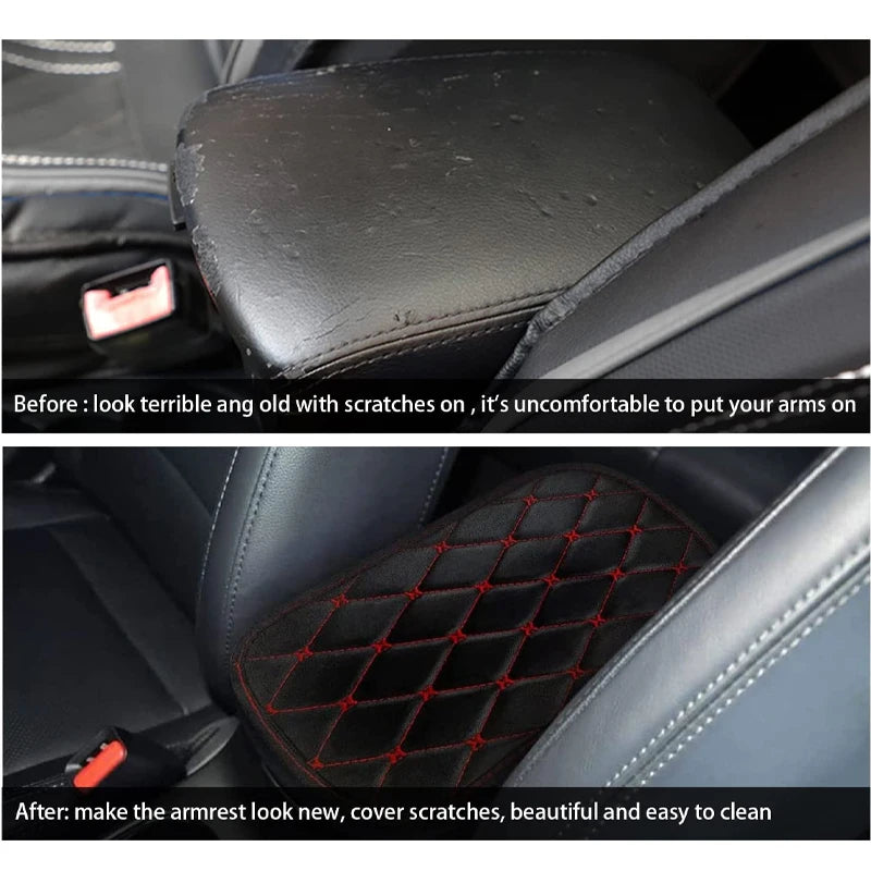 Universal Car Leather Armrest Mat Dust-proof Waterproof Cushion Auto Storage Box Protector Soft Comfortable Scratch-resistant