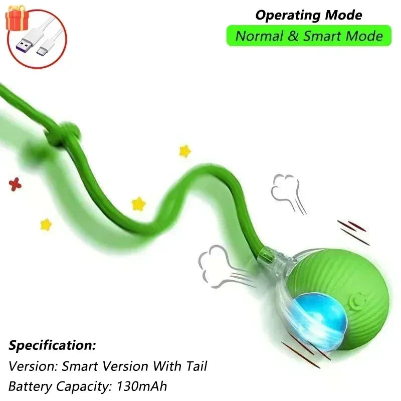 Cat Interactive Smart Ball Toy – Automatic Rolling with Tail, Rechargeable Cat Toy
