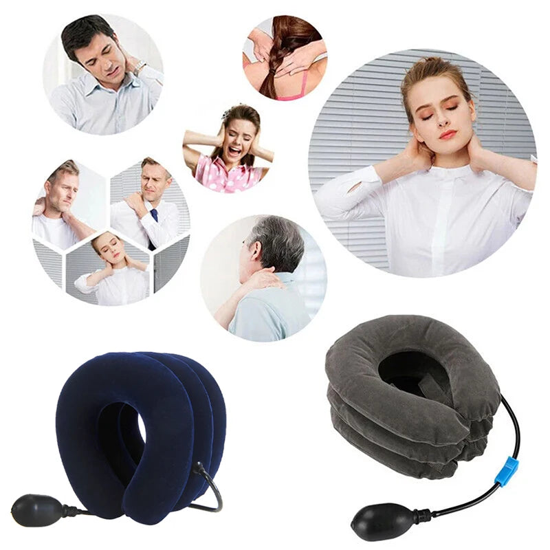 Inflatable Air Neck Support Cushion Cervical Neck Traction Device Body Relaxing Massage Pillow for Neck Pain Relief