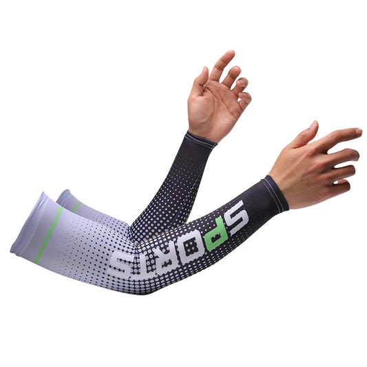 Men's Sport Ice Arm Sleeves UV Solar Cuff Breathable Summer Sun Protection Cycling Long Sleeve Print Anti-Sunburn Cover