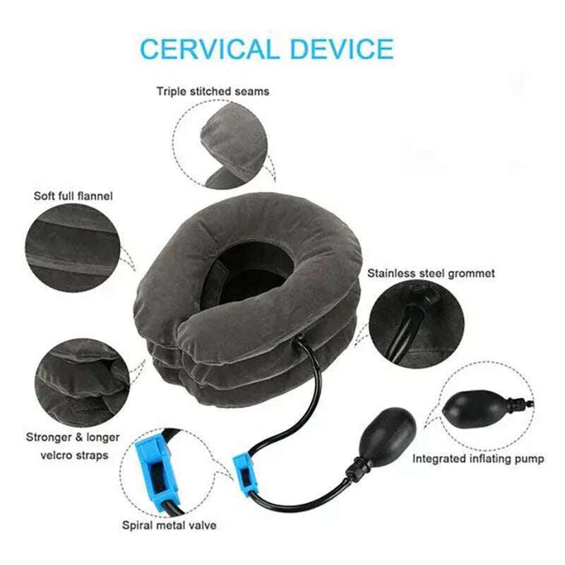Inflatable Air Neck Support Cushion Cervical Neck Traction Device Body Relaxing Massage Pillow for Neck Pain Relief