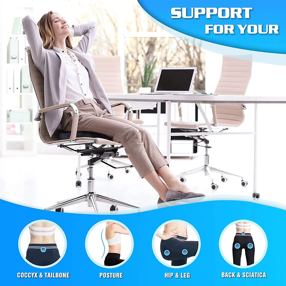Memory Foam Seat Cushion U-Shaped Pillow for Chair Pad Car Office Use - Tailbone Pain Relief Massage Braces & Supports