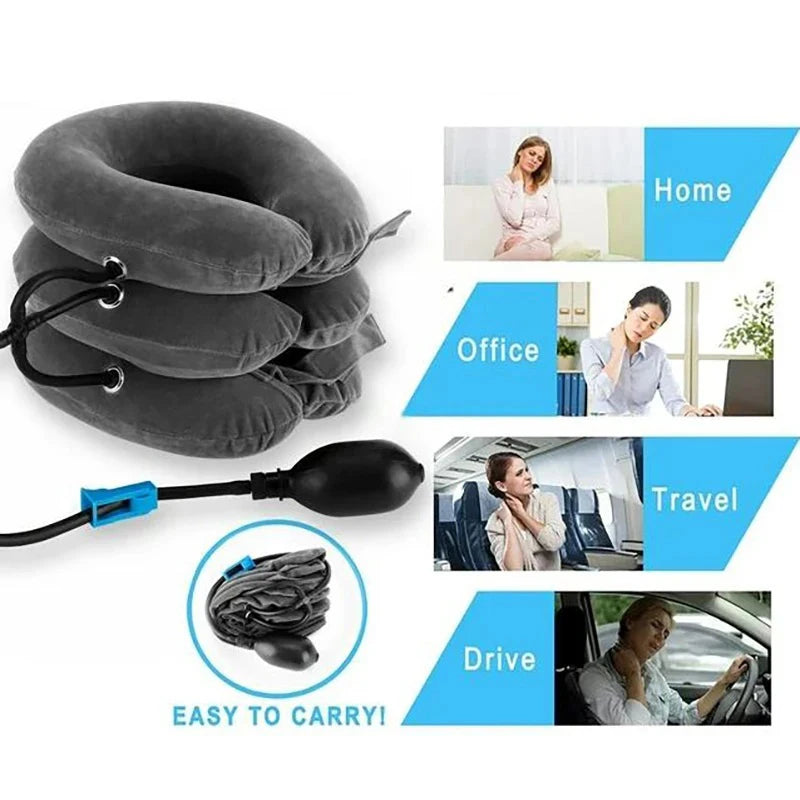 Inflatable Air Neck Support Cushion Cervical Neck Traction Device Body Relaxing Massage Pillow for Neck Pain Relief