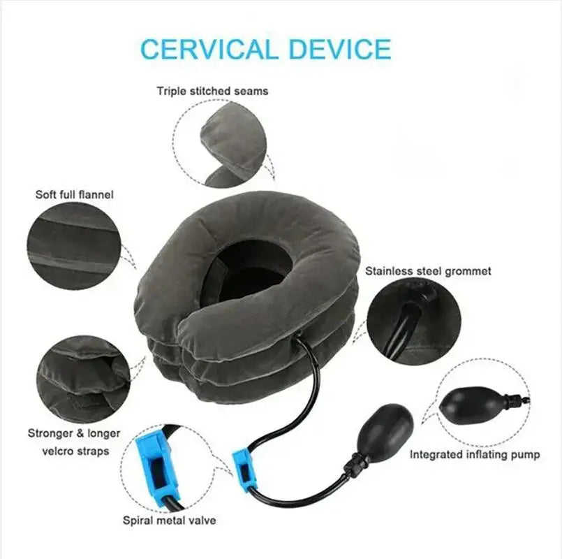 Inflatable Air Neck Support Cushion Cervical Neck Traction Device Body Relaxing Massage Pillow for Neck Pain Relief