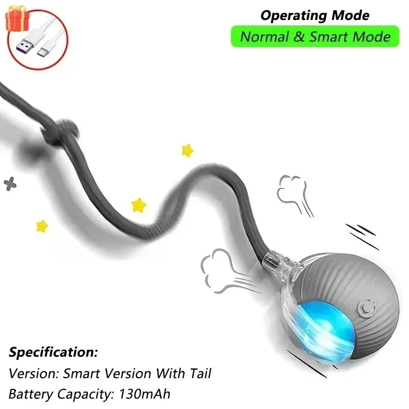 Cat Interactive Smart Ball Toy – Automatic Rolling with Tail, Rechargeable Cat Toy
