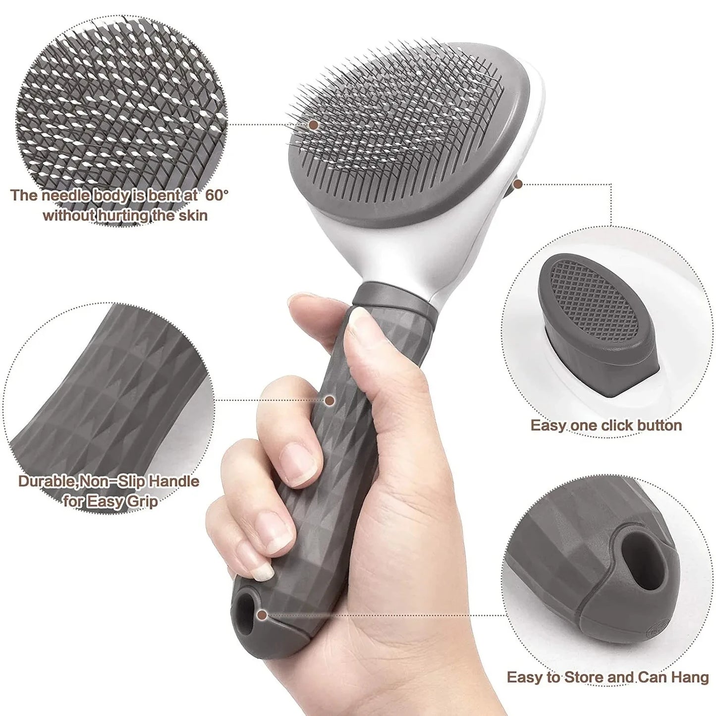 Self Cleaning Pet Hair Remover Brush for Dogs Cats - Grooming Tools Pet Dematting Comb Pet Accessories