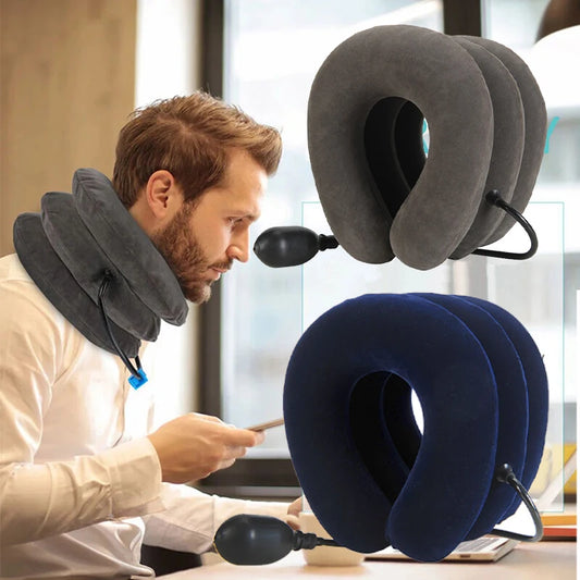 Inflatable Air Neck Support Cushion Cervical Neck Traction Device Body Relaxing Massage Pillow for Neck Pain Relief
