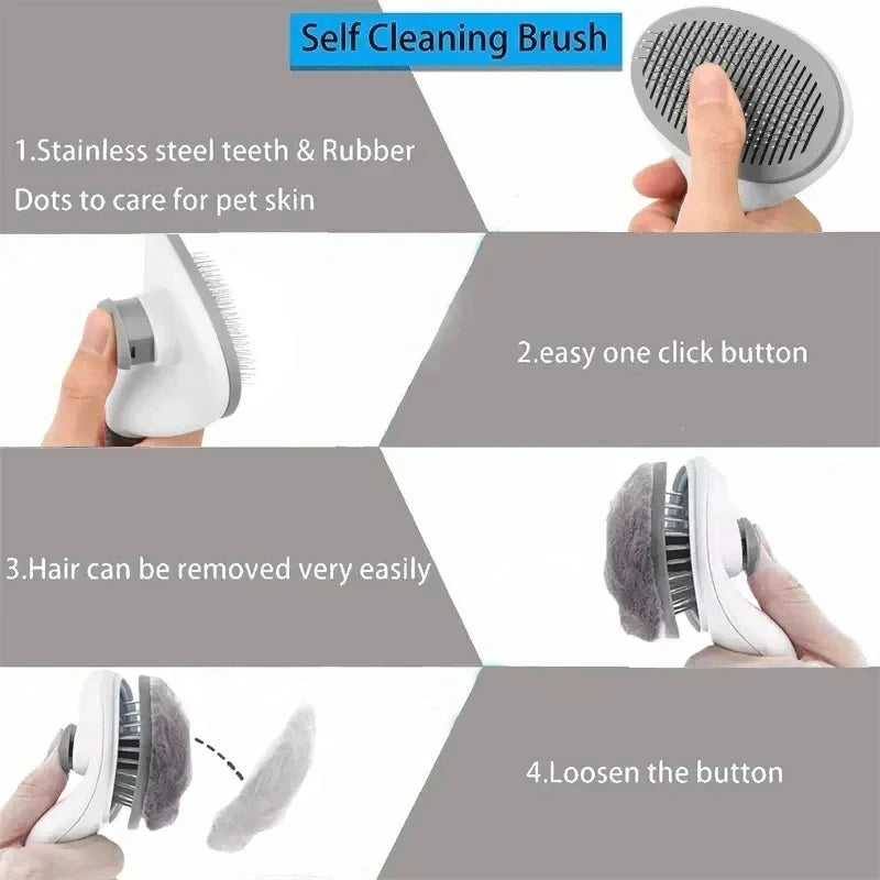 Self Cleaning Pet Hair Remover Brush for Dogs Cats - Grooming Tools Pet Dematting Comb Pet Accessories