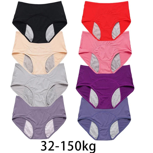 Women's Mid-Waist Physiological Briefs Menstrual Panties Leak Proof Ice Silk Underwear for Period Comfort Various Sizes Available