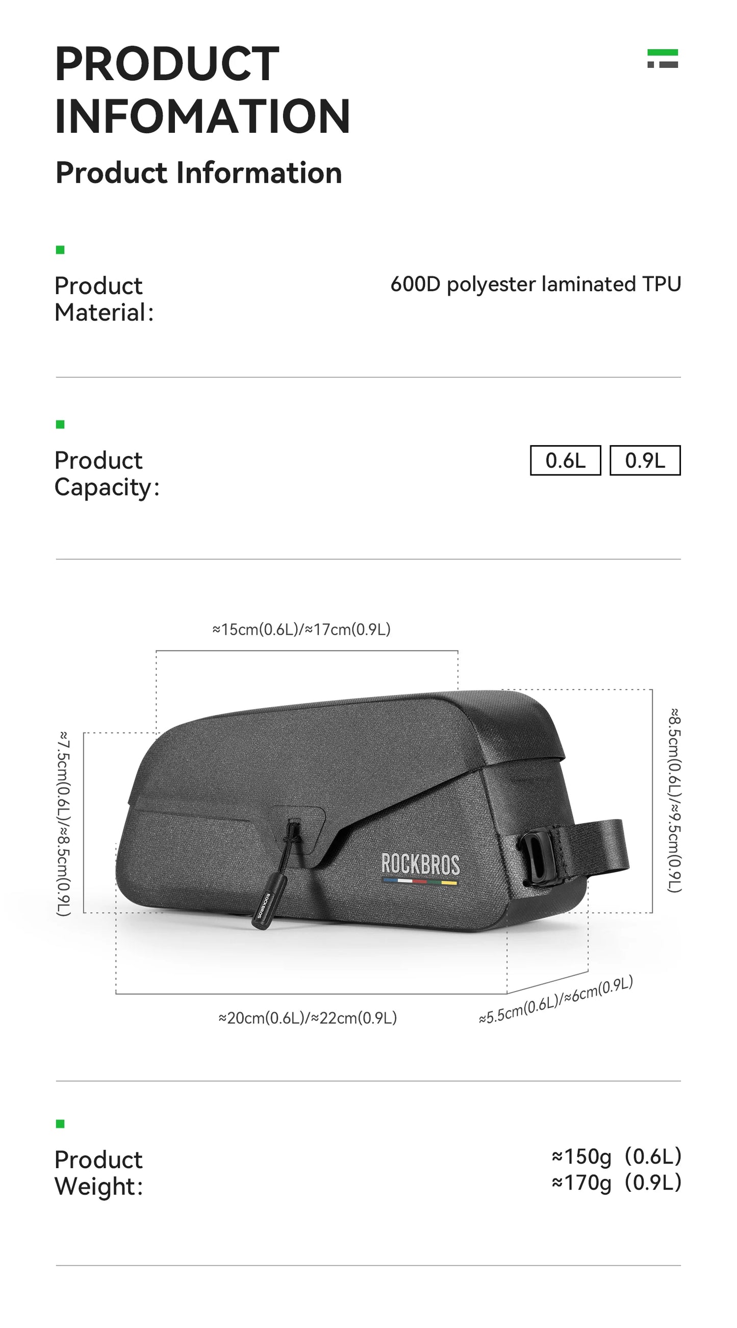 Bicycle Top Tube Bag with Magnetic Lid Waterproof Suction Mobile Phone Case Rainproof 600D Polyester Laminated TPU