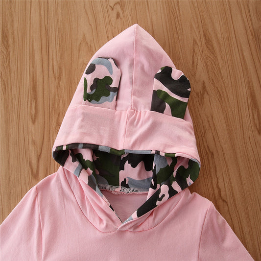 Playful Camouflage Pattern Two-Piece Suit For Girls