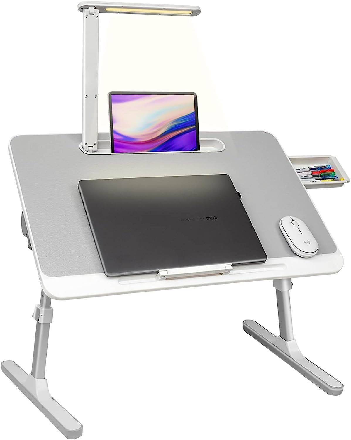 Versatile Lap Desk: Portable, Adjustable with LED Light and Drawer