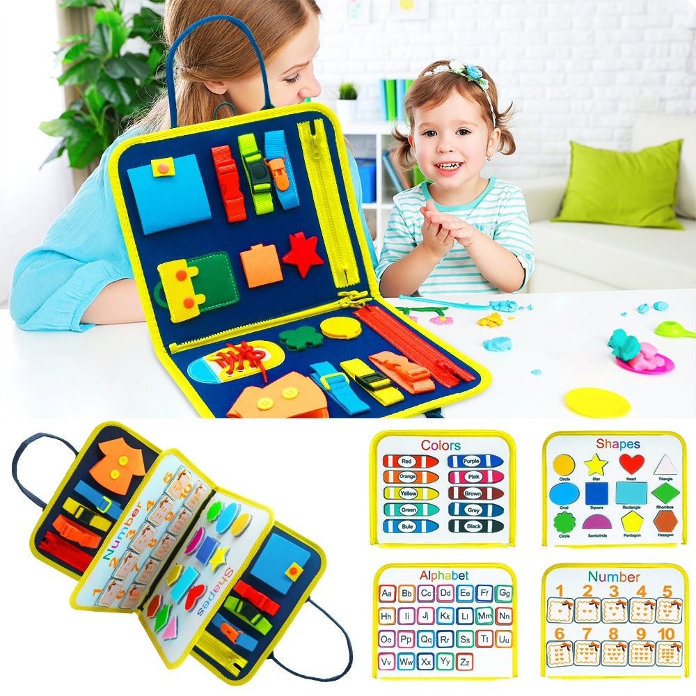 Busy Book for Toddlers to Learn Zippers, Buttons, Dressing