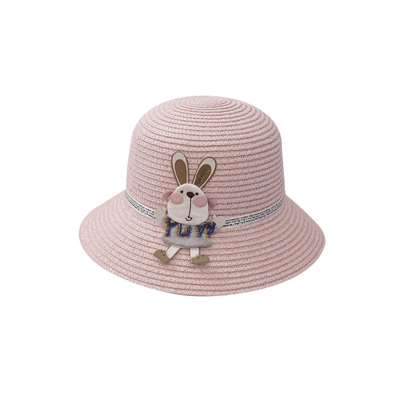 Kids Cute Rabbit Straw Hat And Bag Set