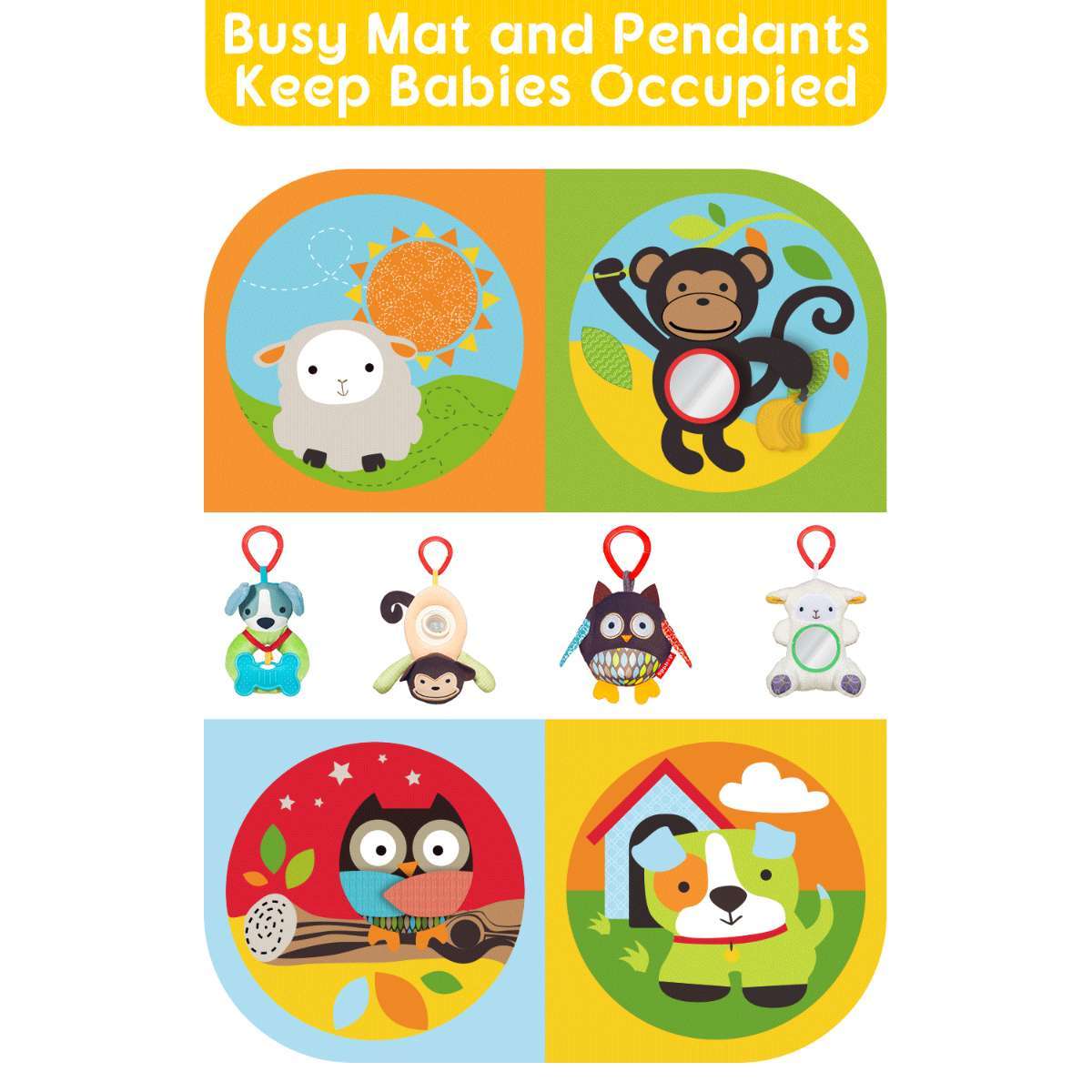 Colorful Zoo Sensory Play Mat for Babies 0 to 6 Months