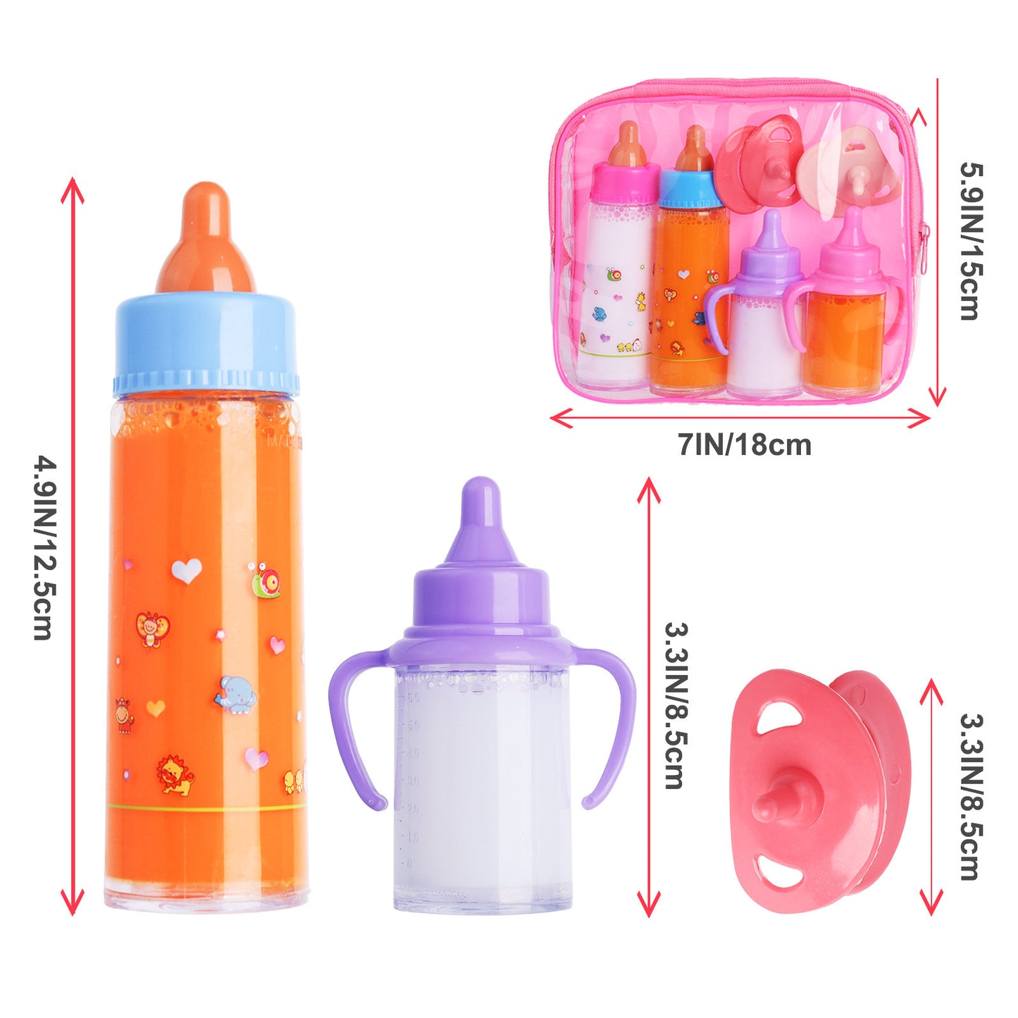 Doll Feeding Suit With Bottles And Bag