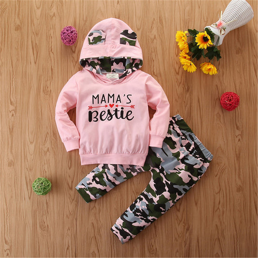 Playful Camouflage Pattern Two-Piece Suit For Girls