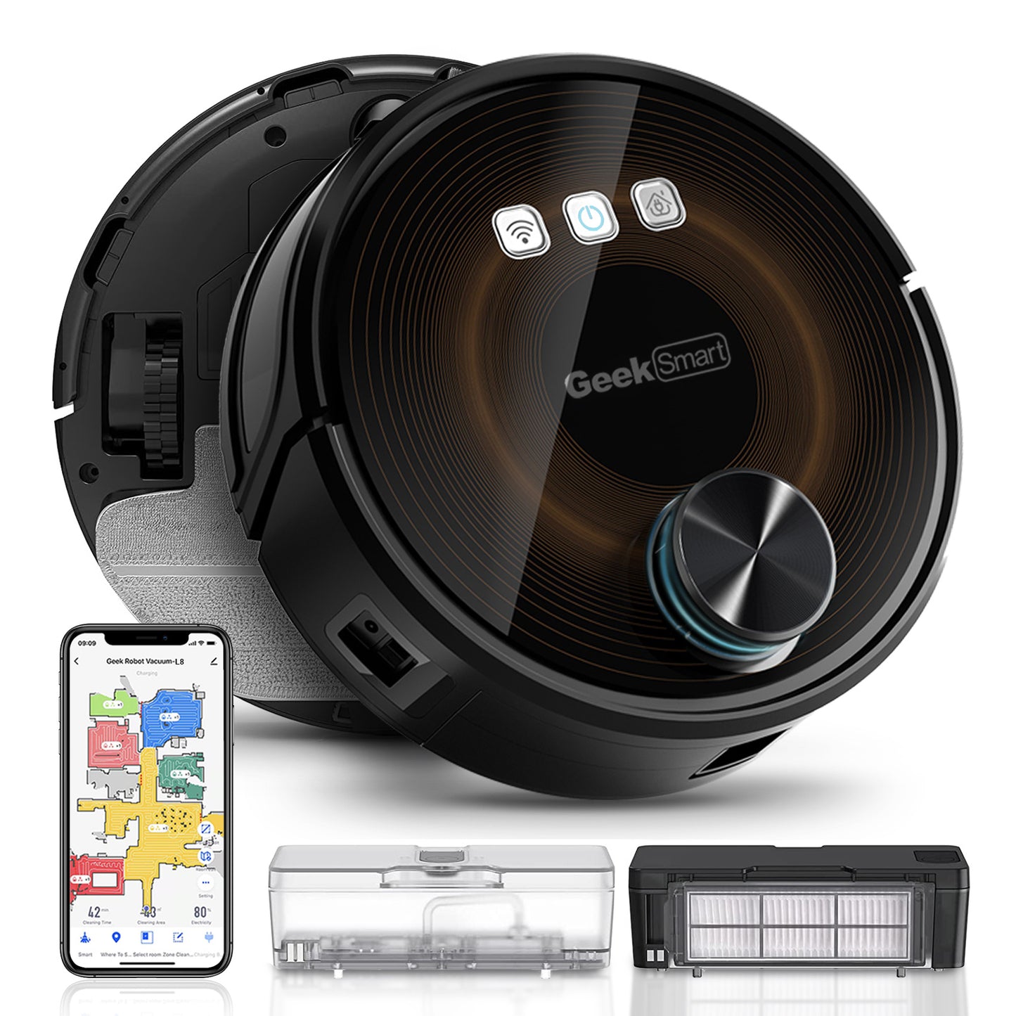 Geek Smart L8: Wi-Fi Robot Vacuum & Mop with LDS Navigation - Clean Smarter.