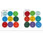 Colorful math fidget spinner for kids with multiplication tables printed on each spinner
